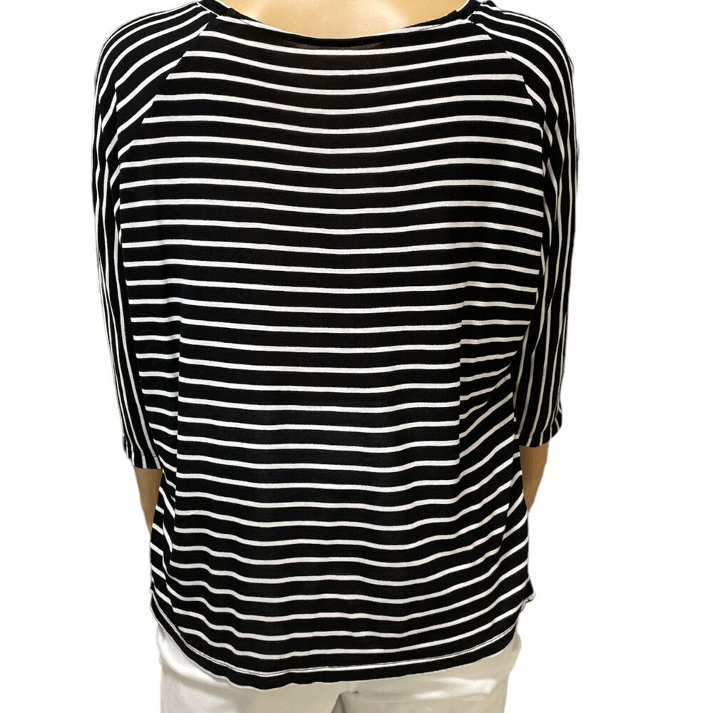 Loft Outlet Lounge Women Striped Black Soft Knit Top Sz/S - Picture 2 of 6